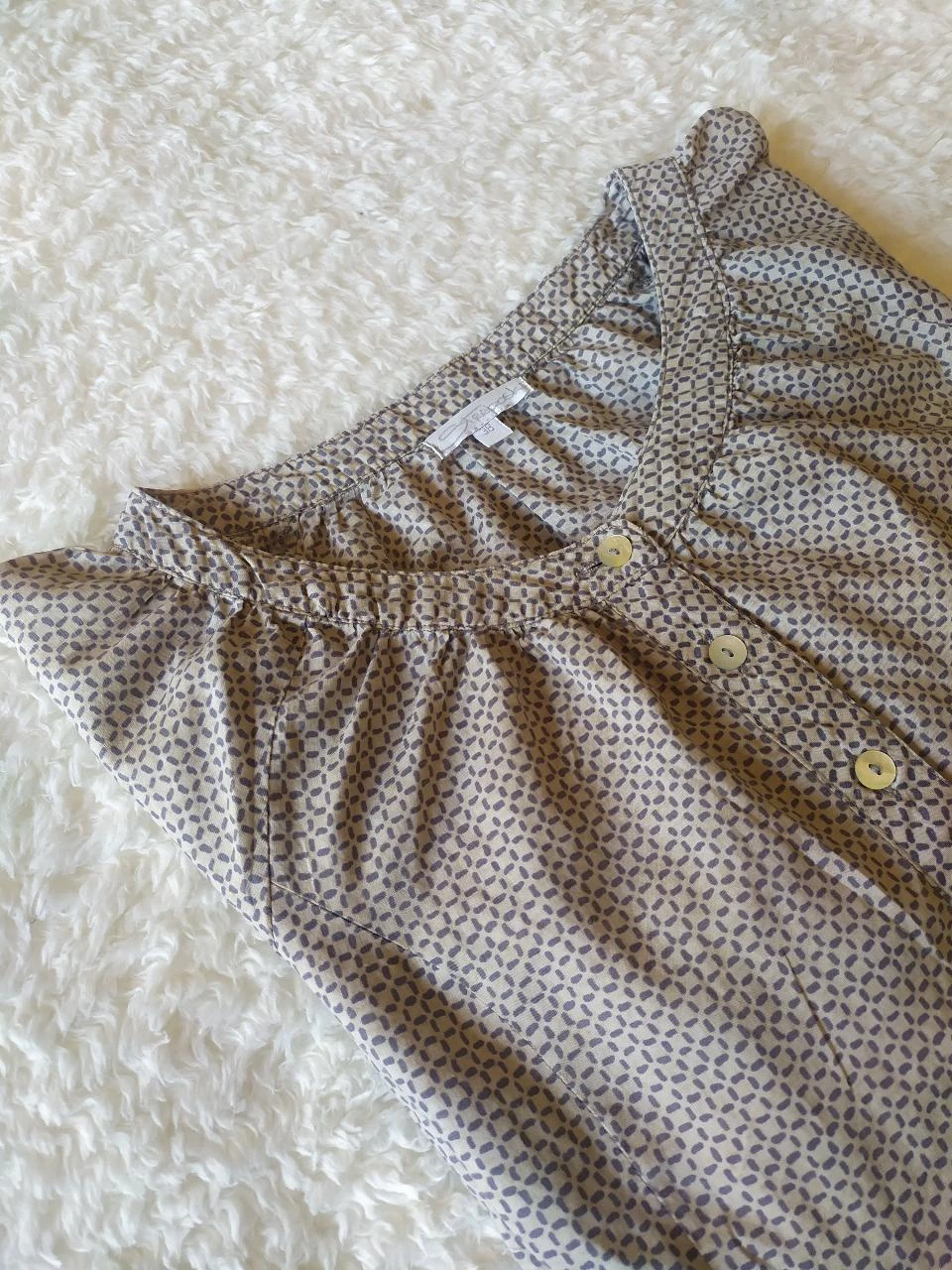 Straboski 100% Algodão Boho Geométrico Peplum Blusa M 38 Mangas Ajustáveis – photo 18